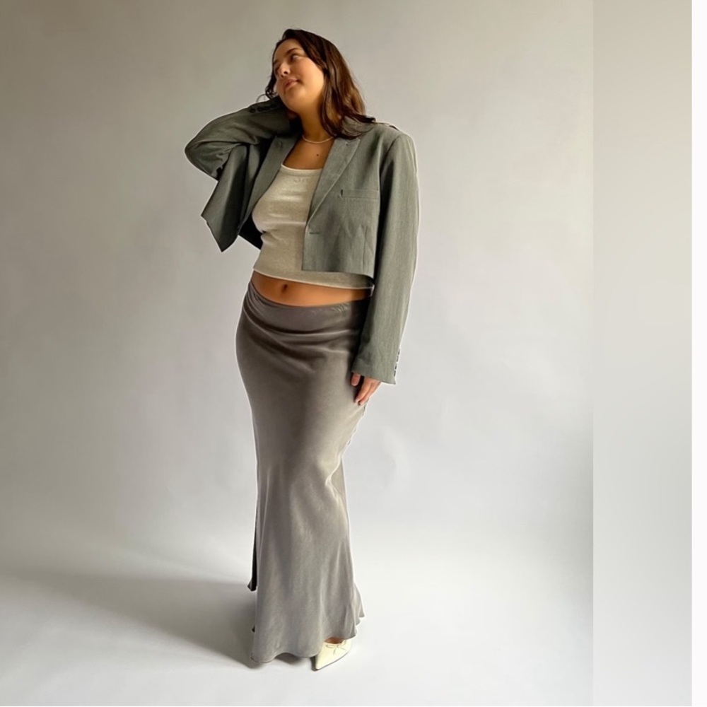 NWT Djerf Avenue Vision Elastic Waist Biased Cut Silky Maxi Skirt Size XL